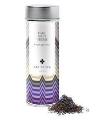 Art of Tea tin front view showing elegant packaging and freshness preservation