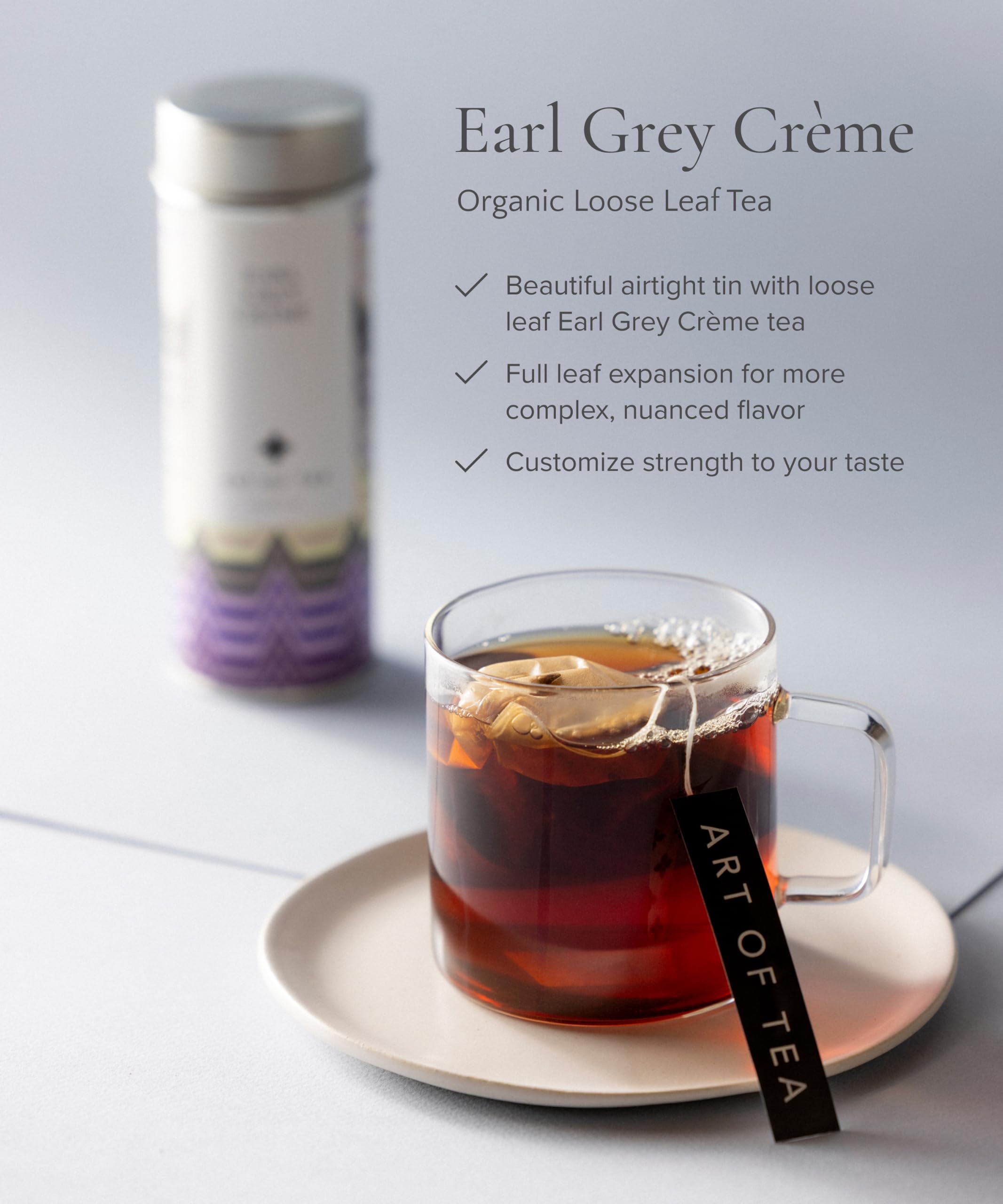 Art of Tea loose leaves close-up revealing bergamot oil and vanilla specks for flavor