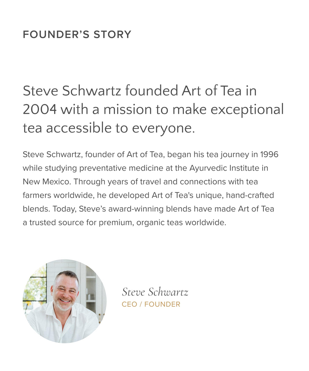 Art of Tea sachet held in hand showing single-serve scale and convenient portioning