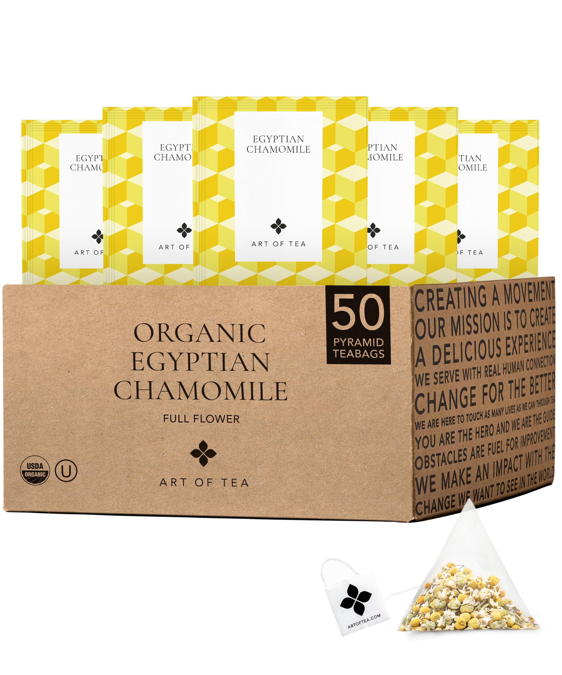 Art of Tea front packaging shows 50 sachets and premium branding for convenience