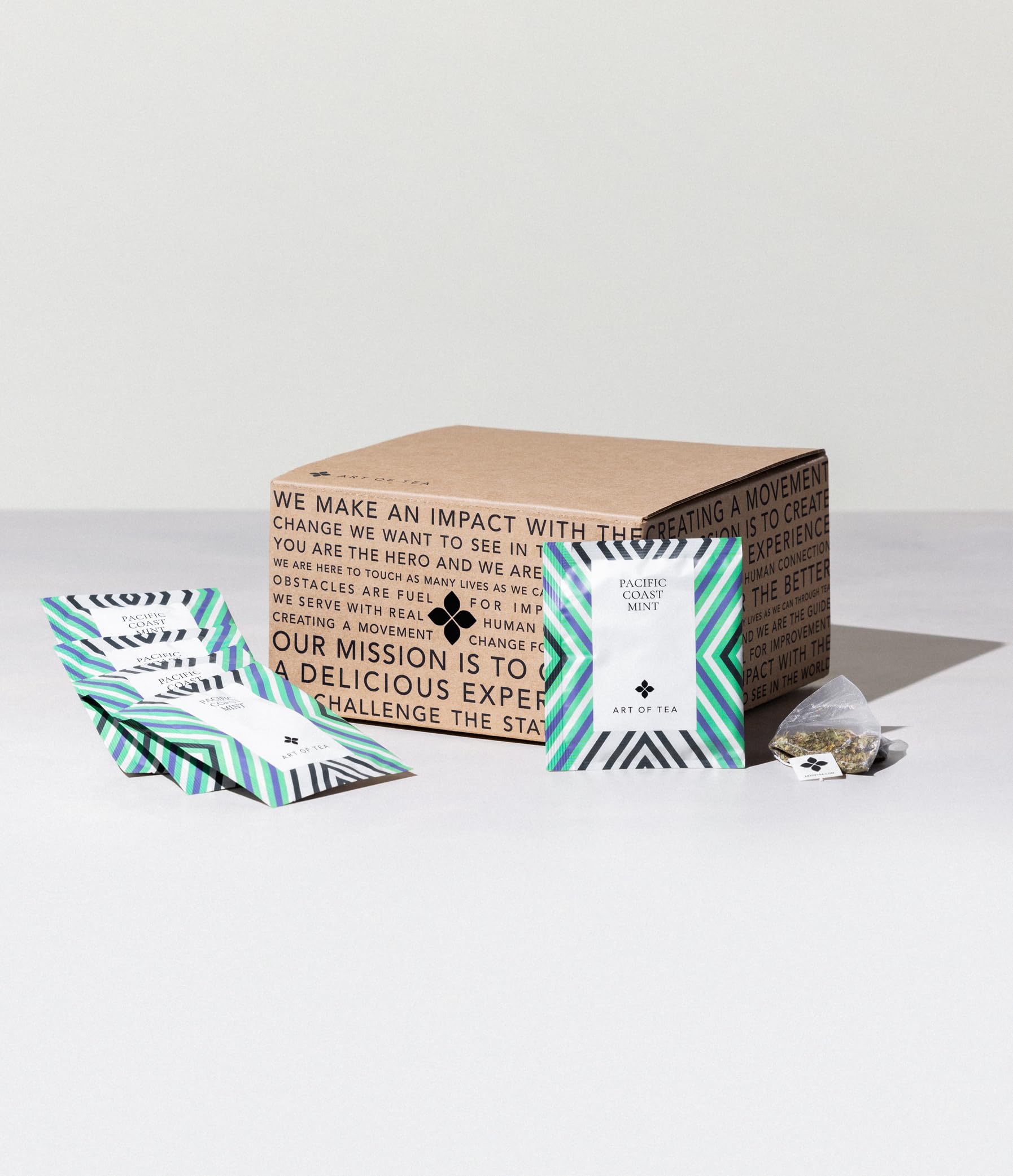 Art of Tea front packaging showing Pacific Coast Mint and refreshing benefit