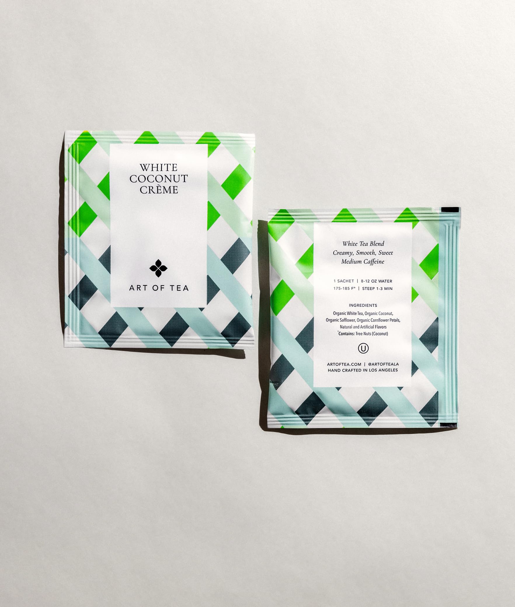 Art of Tea pyramid sachet close-up demonstrating full-leaf expansion benefit