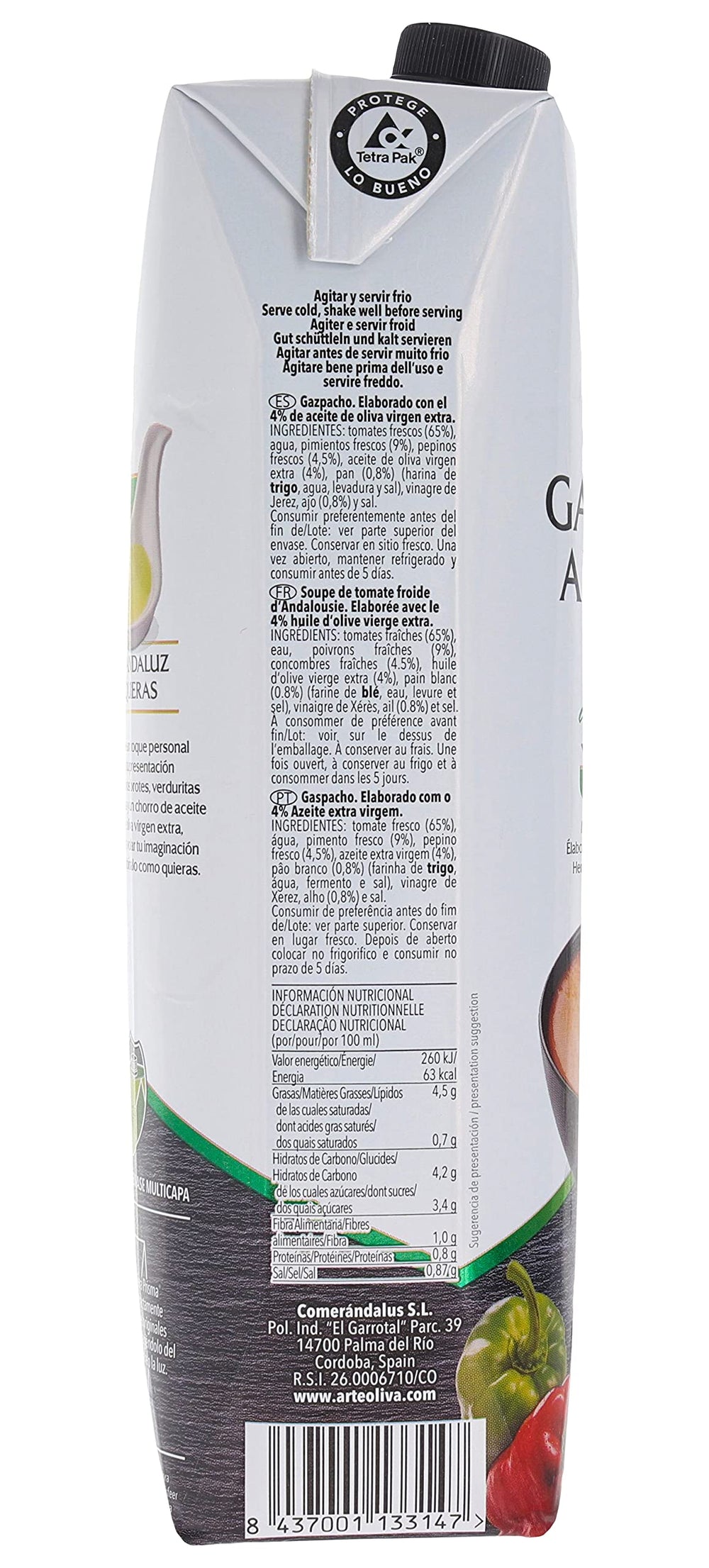 Arteoliva label close-up highlighting product details and authentic Andalusian recipe