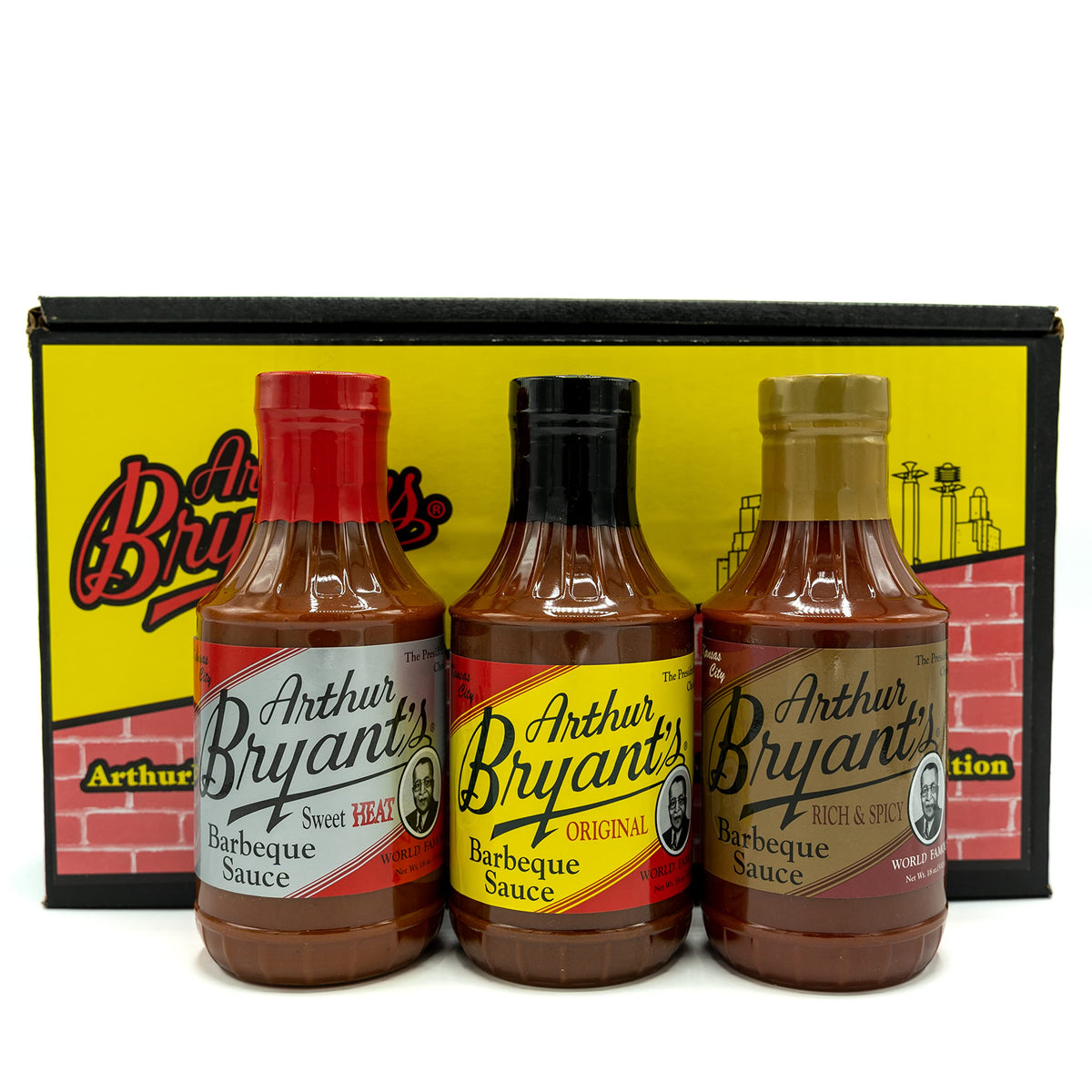 Arthur Bryant's front packaging showing three bottles and heritage branding for pantry-ready flavor