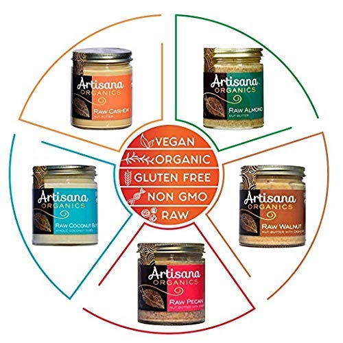 Artisana nut butter pouring from spoon showing smooth blend and richness
