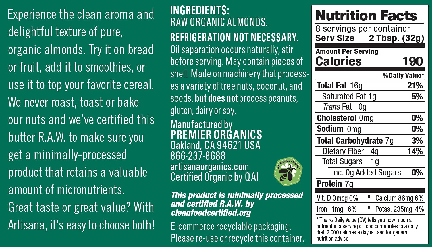 Artisana badge image emphasizing no palm oil and ethical sourcing benefit