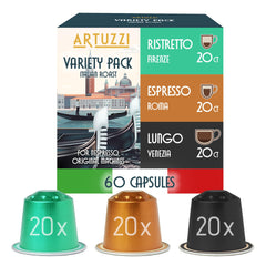 Artuzzi front packaging box showing 60 pods and brand for clear selection