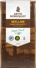 Arvid Nordquist front packaging showing two 500 g packs and balanced medium roast benefit