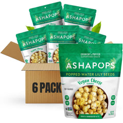 AshaPops front packaging showing six 1 oz bags and clear branding for convenience