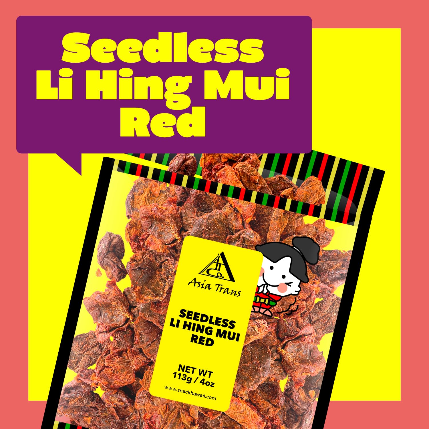 Asia Trans close-up of plum texture and li hing mui coating showing chewiness and bold flavor