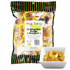 Asia Trans front packaging showing Golden Plum Crack Seed Drops, authentic Hawaiian snack