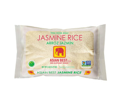 Asian Best front packaging showing 5 lb bag and Thai Hom Mali certification for authenticity