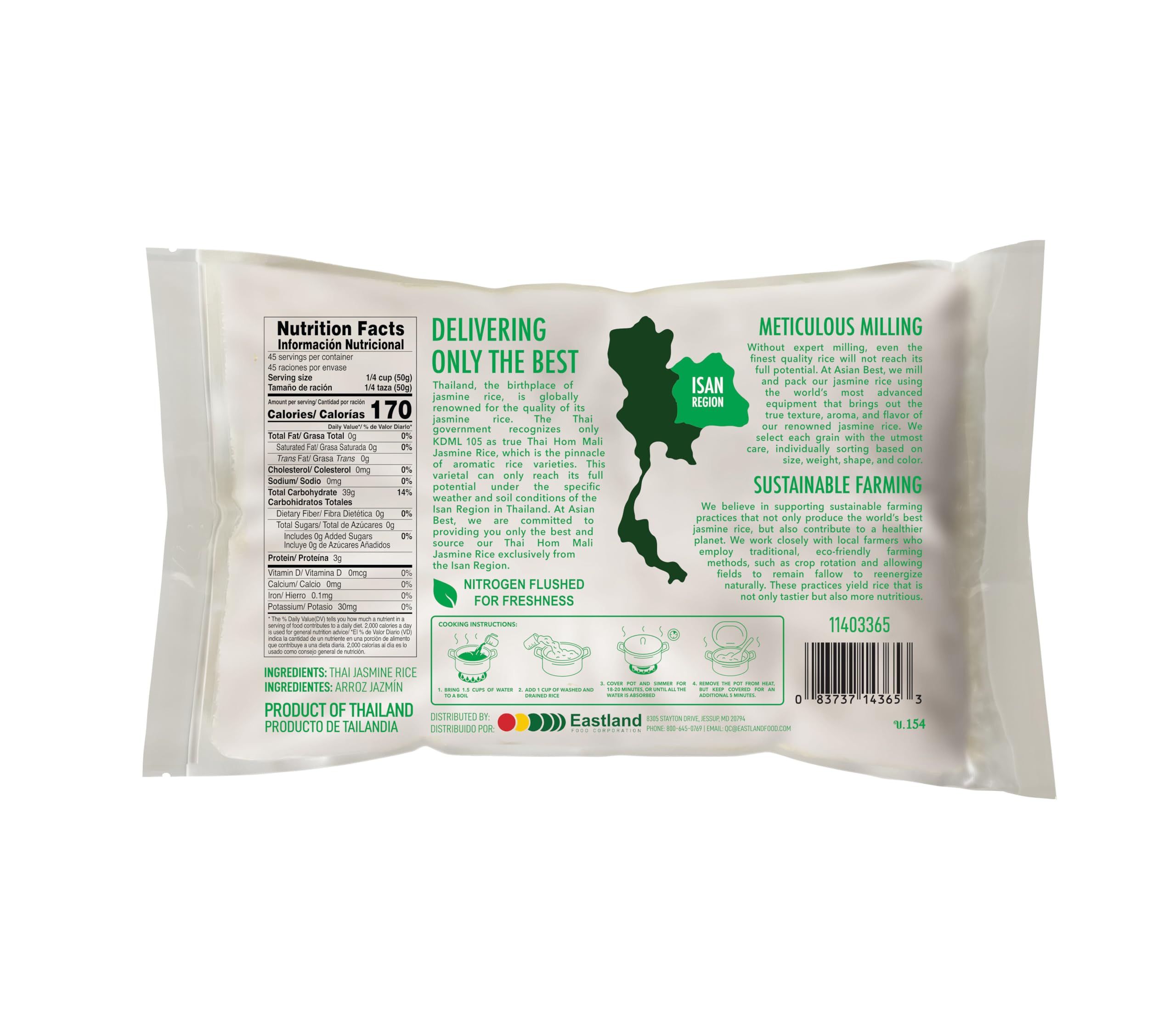 Asian Best close-up of jasmine rice grains highlighting uniform texture and premium quality