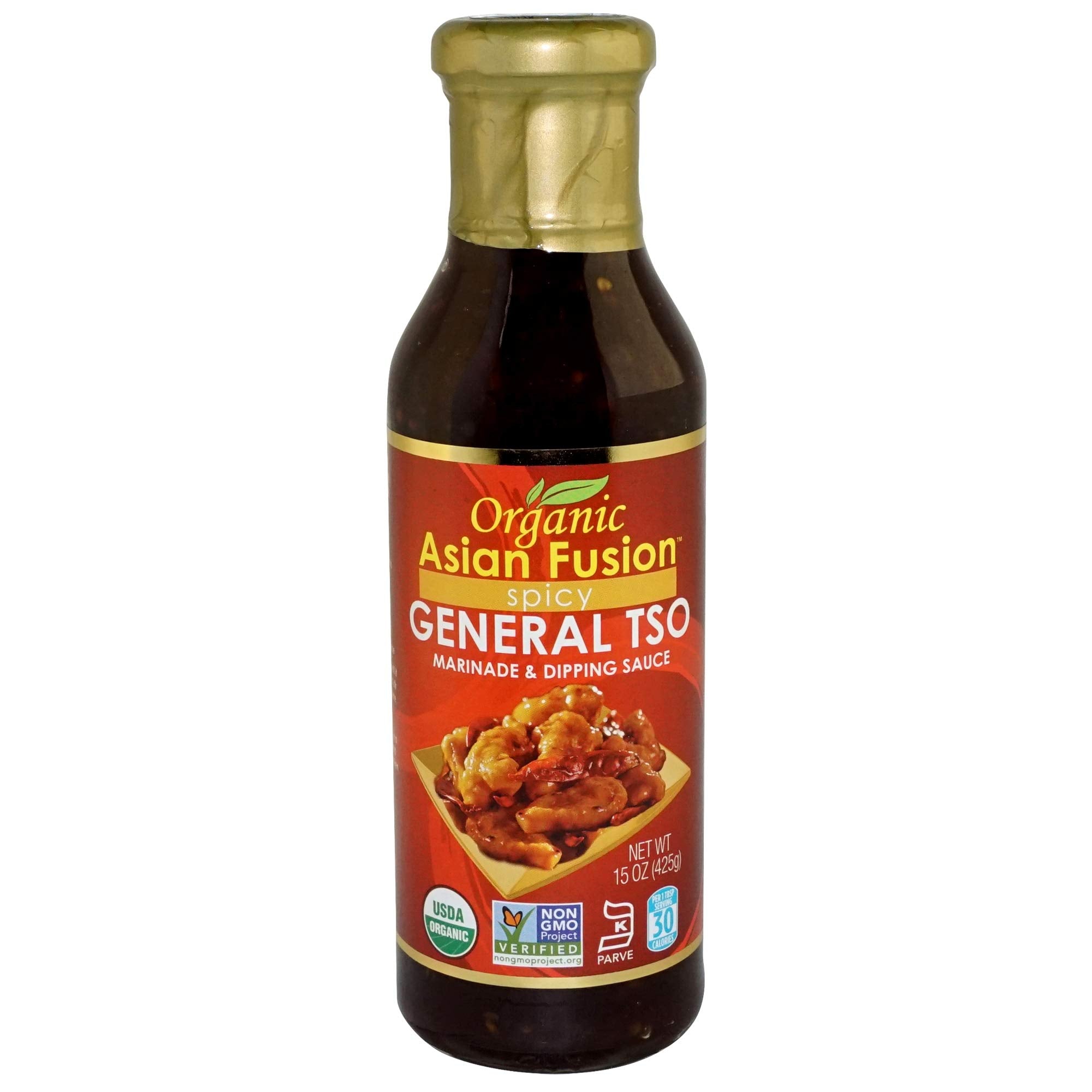 Asian Fusion bottle front label showing organic and gluten-free benefits