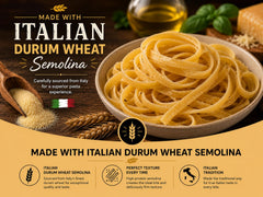 Asiatic Dishes durum semolina fettuccine texture close-up showing sauce grip
