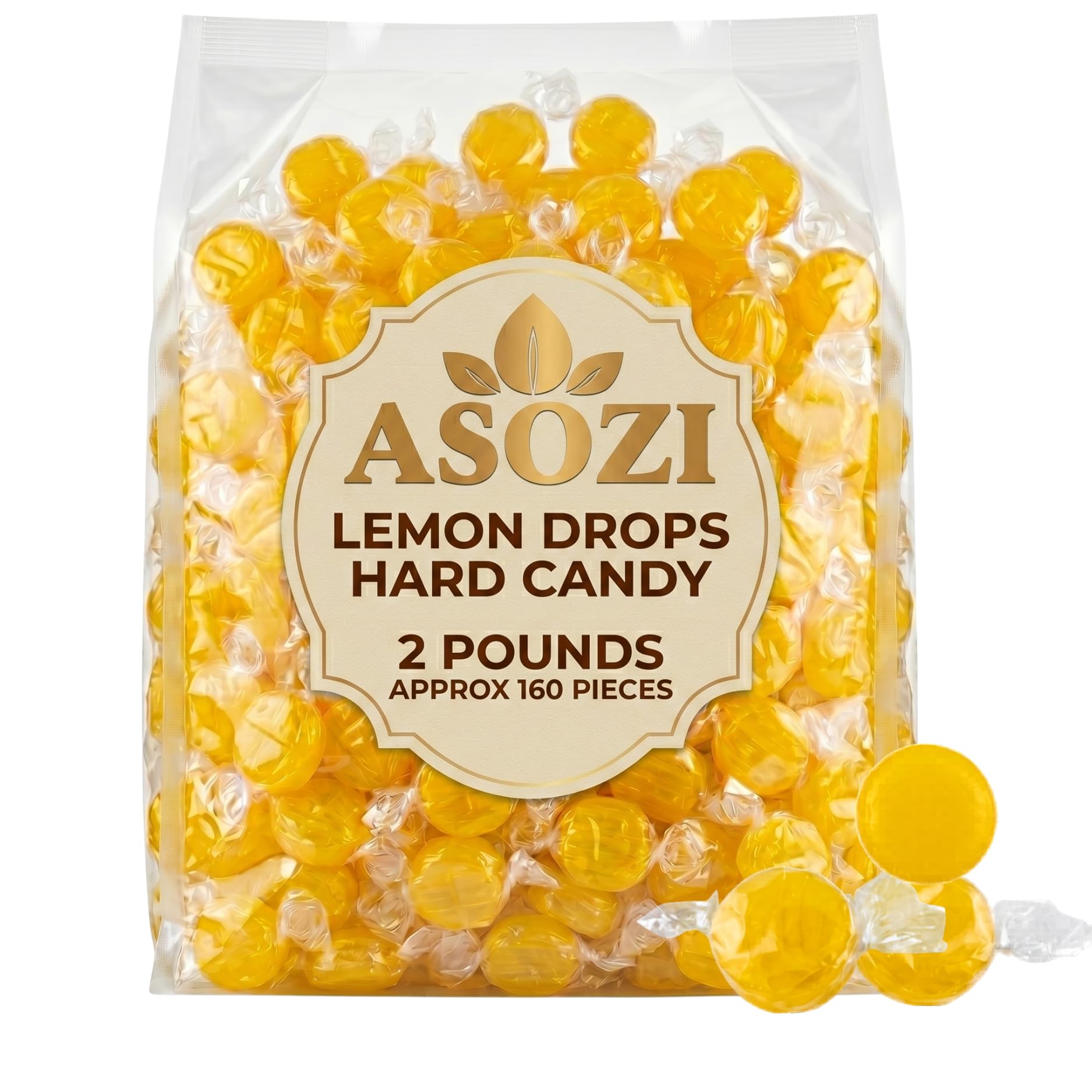 ASOZI front bag showing 2lb lemon drops and branding for easy identification