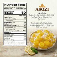 ASOZI individual wrapped lemon drop close-up highlighting freshness and portability