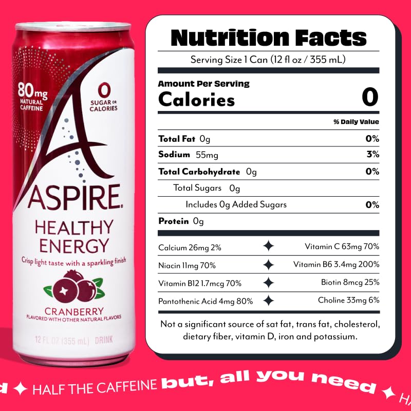 ASPIRE cranberry can close-up showing label detail and ingredient clarity benefit