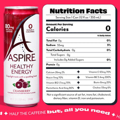 ASPIRE cranberry can close-up showing label detail and ingredient clarity benefit