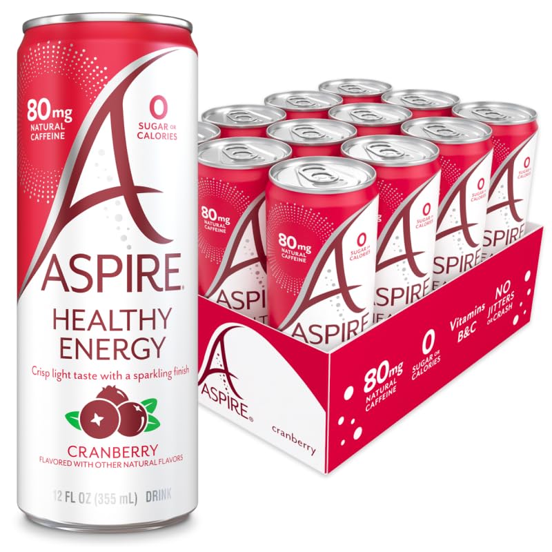 ASPIRE cranberry front packaging showing can and branding, highlights zero sugar