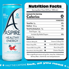 Aspire can close-up label detail highlighting natural caffeine source