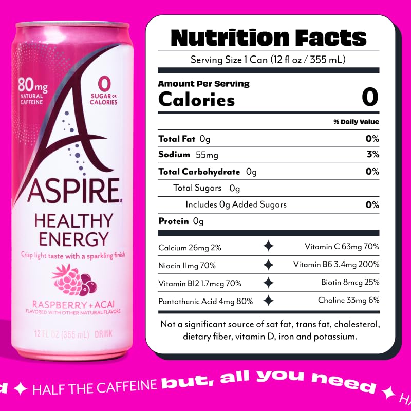 ASPIRE close-up of can texture and label highlighting natural caffeine