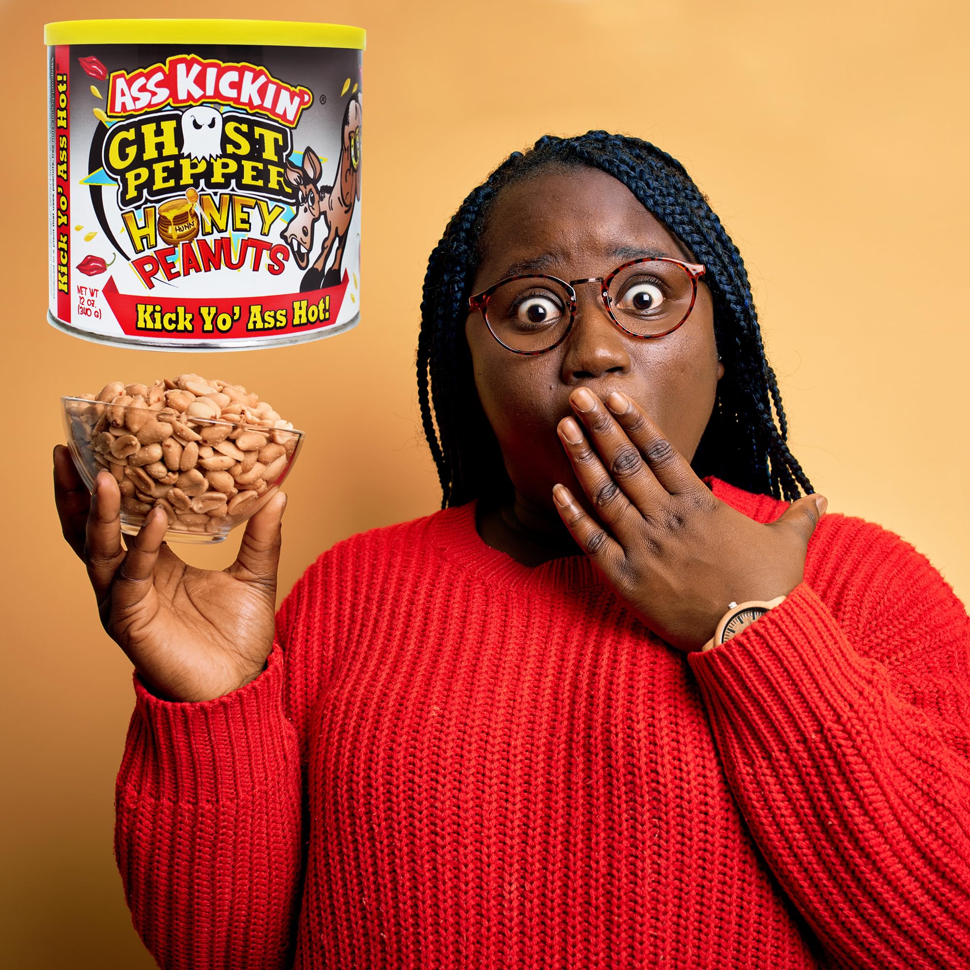 ASS KICKIN' peanuts on a party table demonstrating gifting and entertaining use