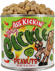ASS KICKIN' front packaging showing 12oz tin and bold branding for snack convenience