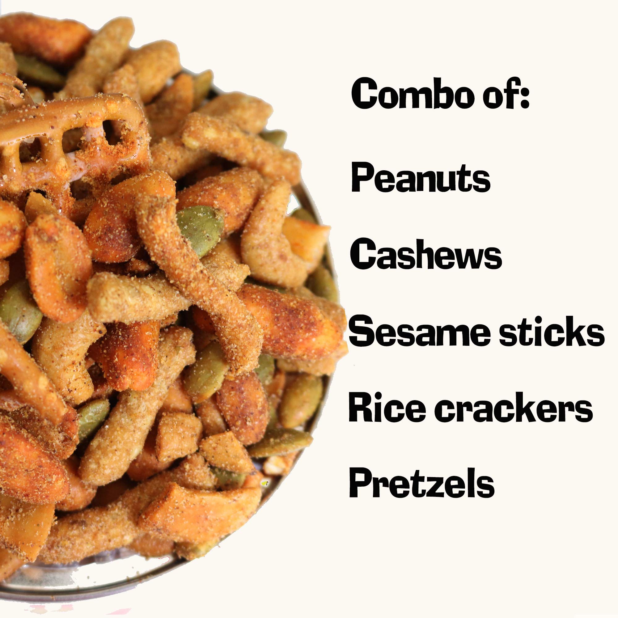 Ass Kickin' texture mix close-up showing nuts and crackers for crunchy variety