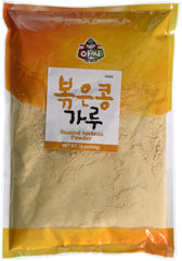 Assi roasted soy powder front packaging showing 16 ounce bag and product branding benefits convenience
