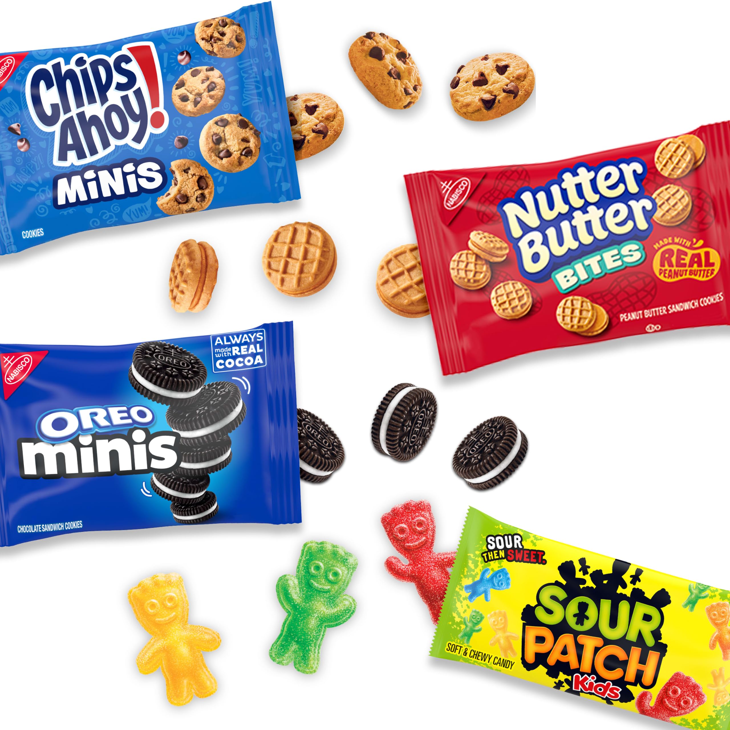 assorted snack packs layflat display of all four brands for easy grab-and-go