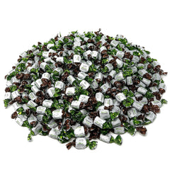 Assortit close-up of chocolate shell and mint interior highlighting texture