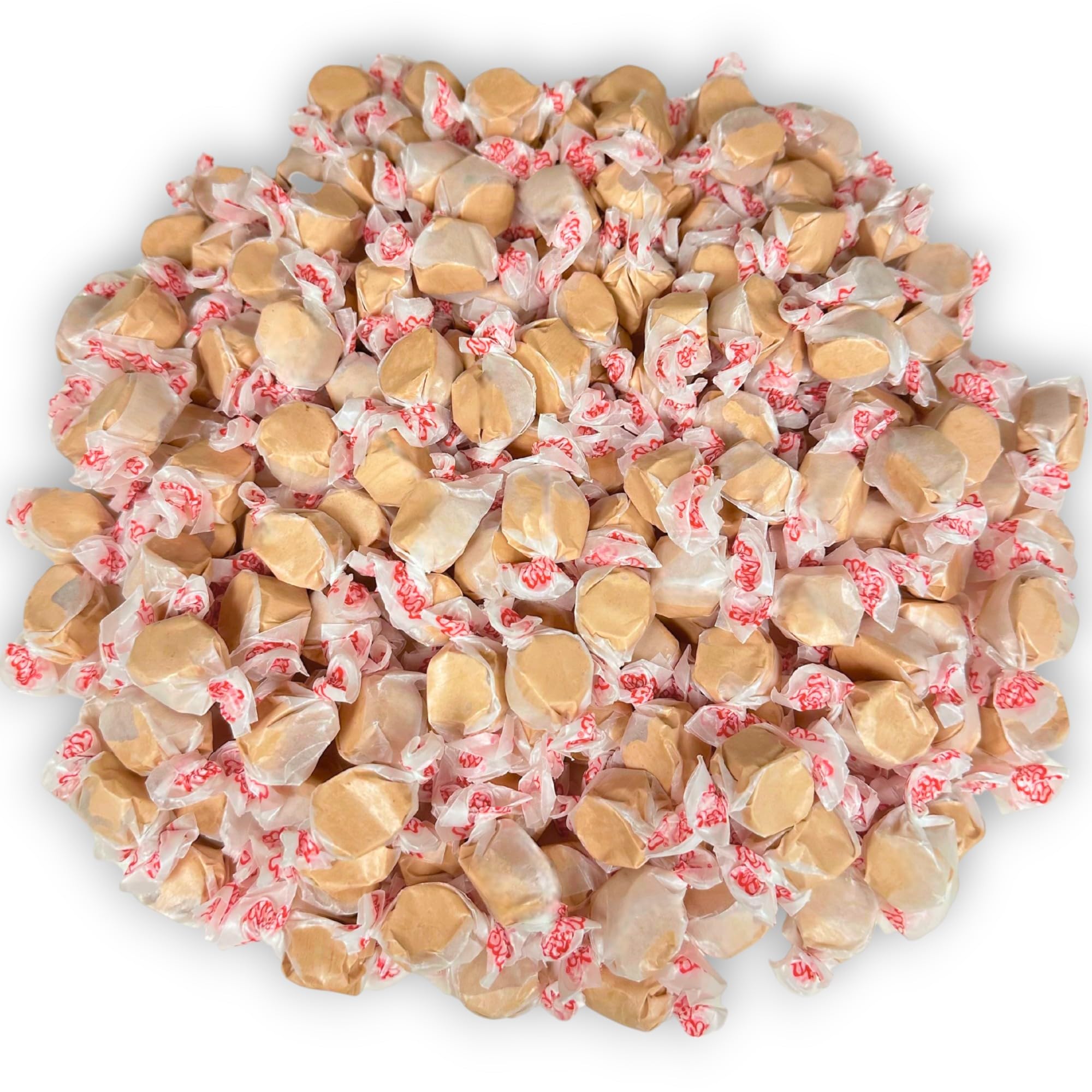 Assortit taffy next to a ruler showing pack scale for portion planning