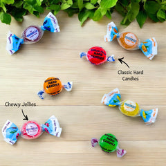 Assortit candies spilled from bag highlighting variety and grab-and-go convenience