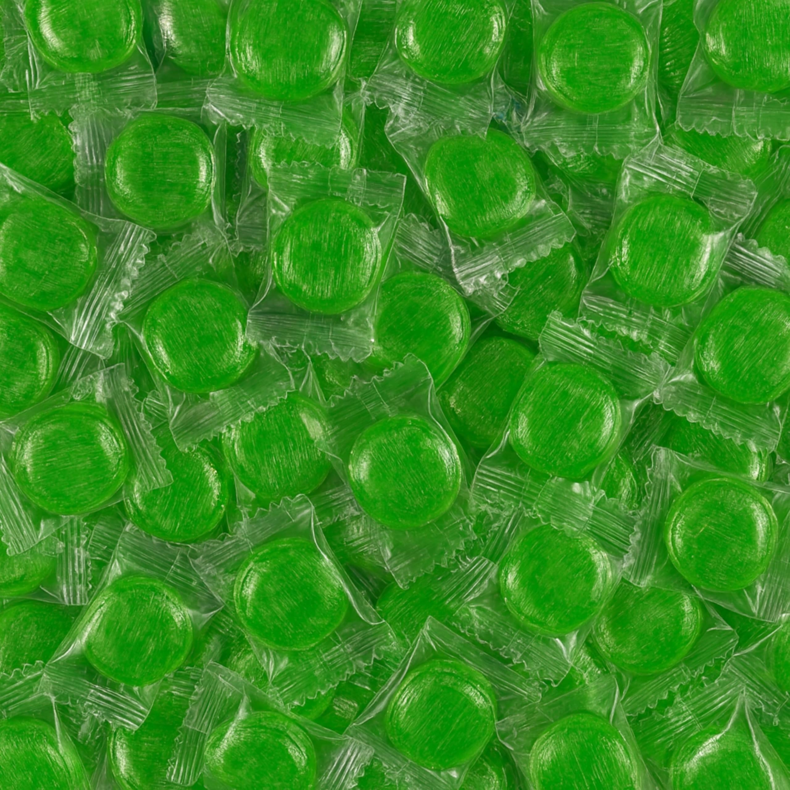 Assortit green apple Buttons front packaging showing resealable bag and branding, convenient storage