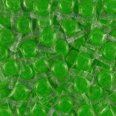 Assortit green apple Buttons front packaging showing resealable bag and branding, convenient storage