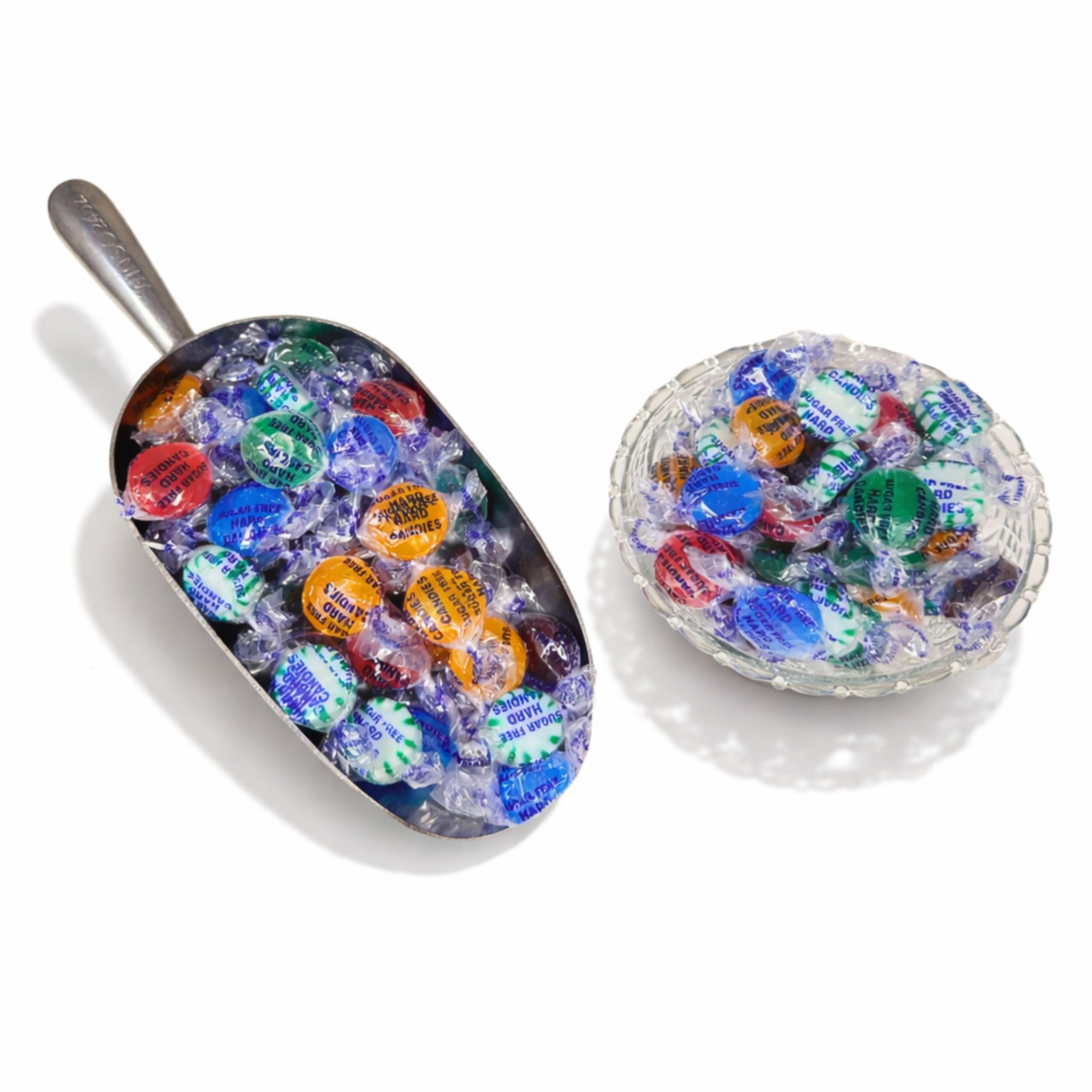 Assortit individually wrapped candy on table, convenient portioning and hygienic advantage