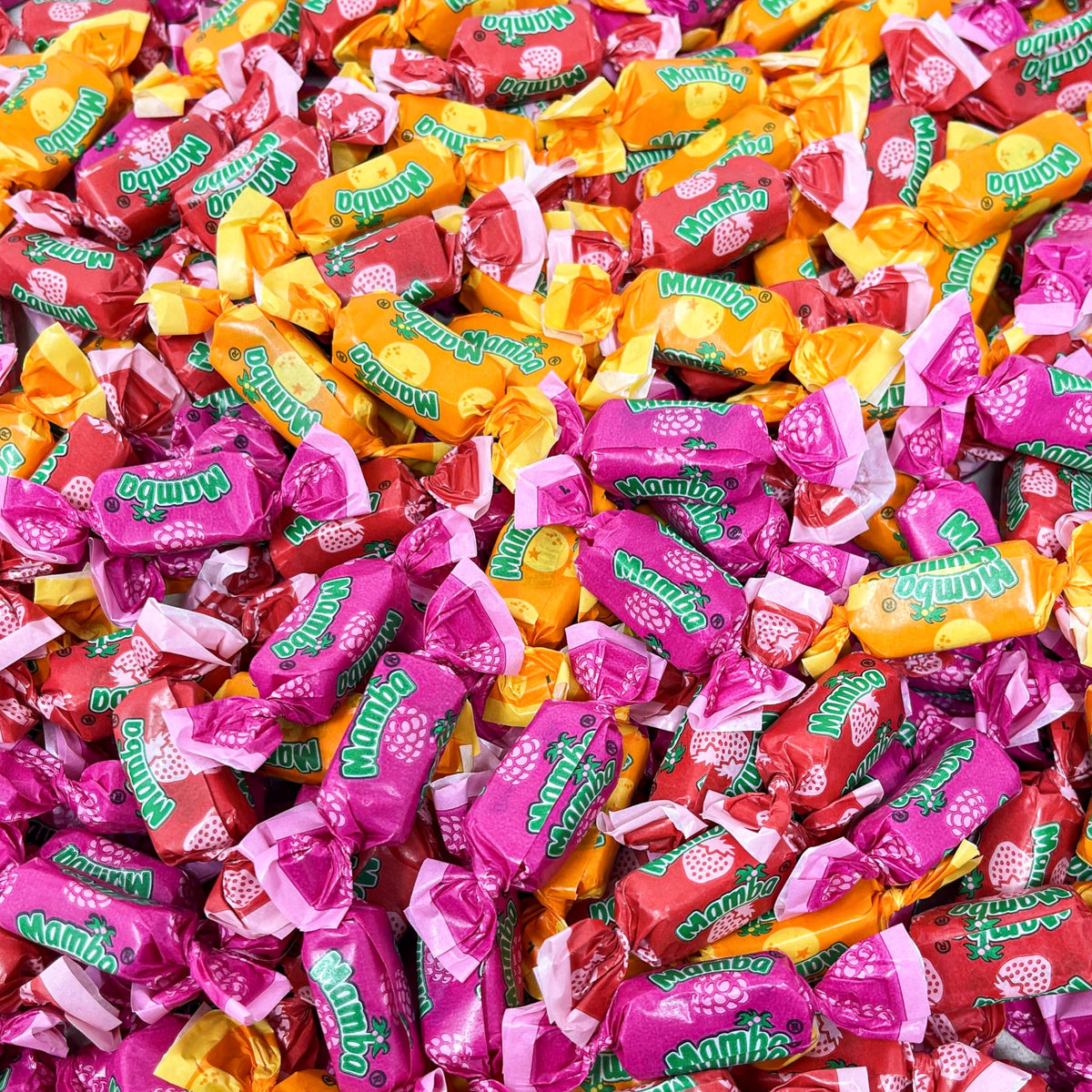 Assortit Mamba front package showing resealable bag and colorful chews for convenience