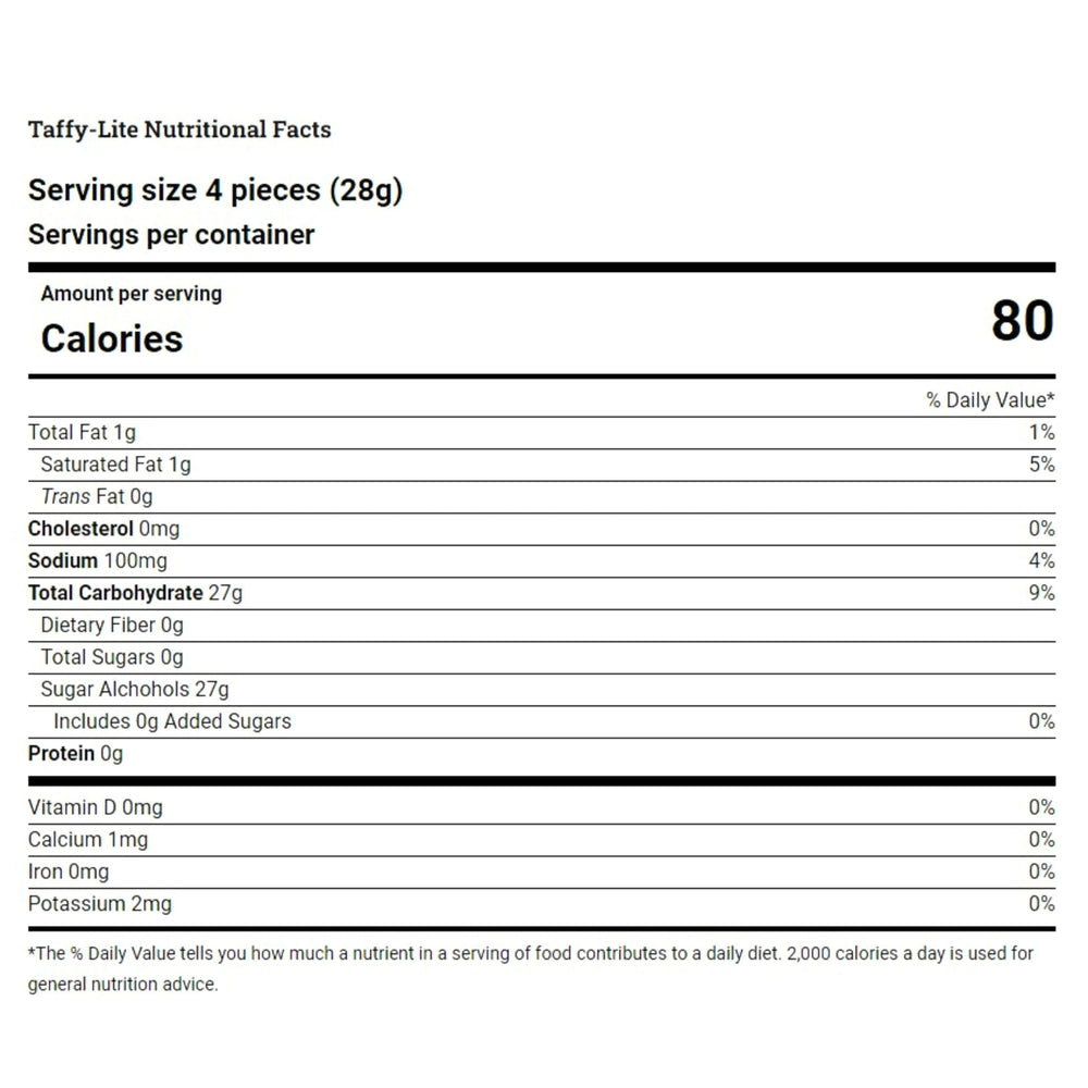 Assortit nutrition label closeup showing sugar free ingredient transparency