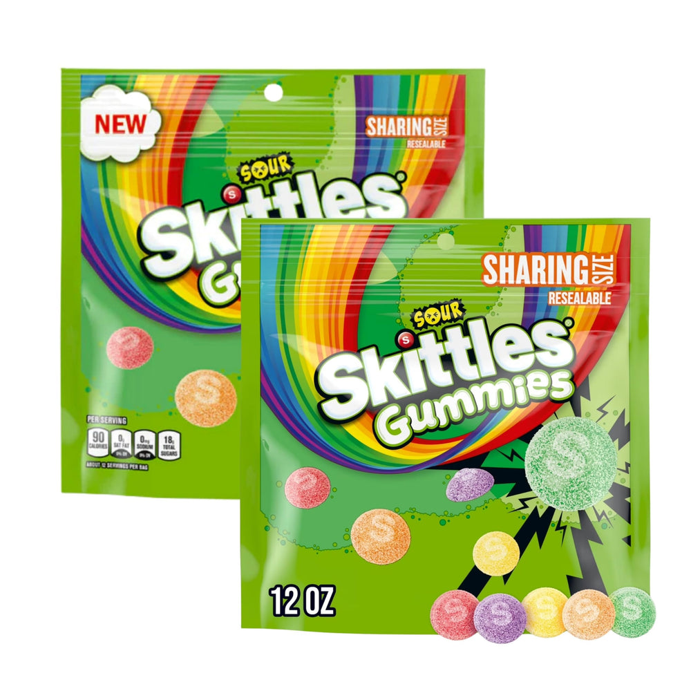 Assortit Skittles gummies front packaging showing resealable pouch and branding freshness