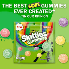 Assortit Skittles gummies open pouch spilling mixed fruit pieces for easy sharing