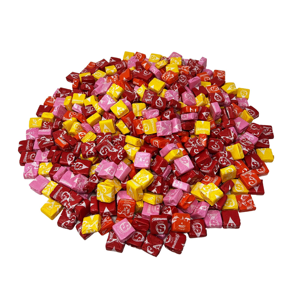 Assortit clear window bag revealing colorful Starburst chews for quick inventory view