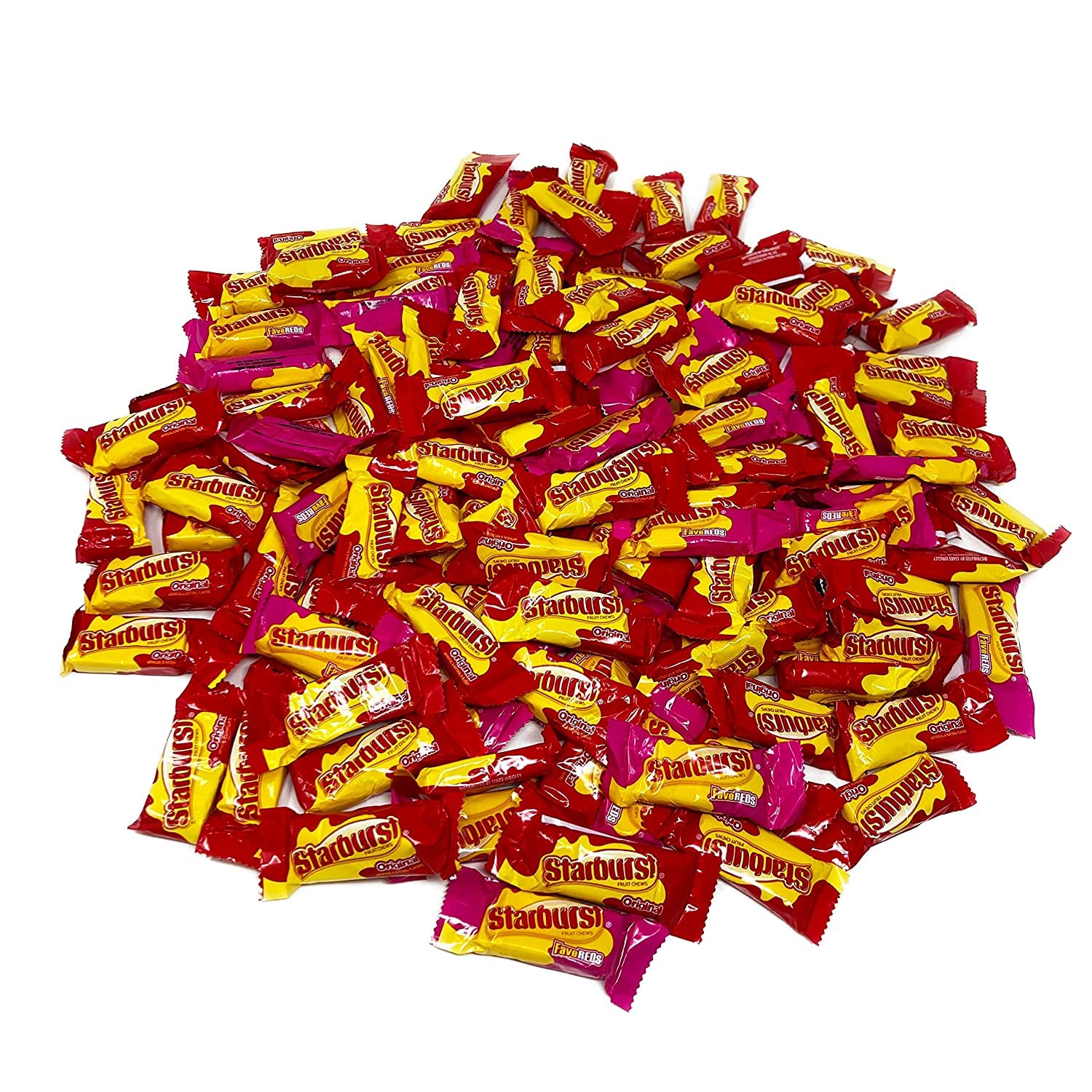 Assortit Starburst bag beside a hand to show 3 lb size and bulk value
