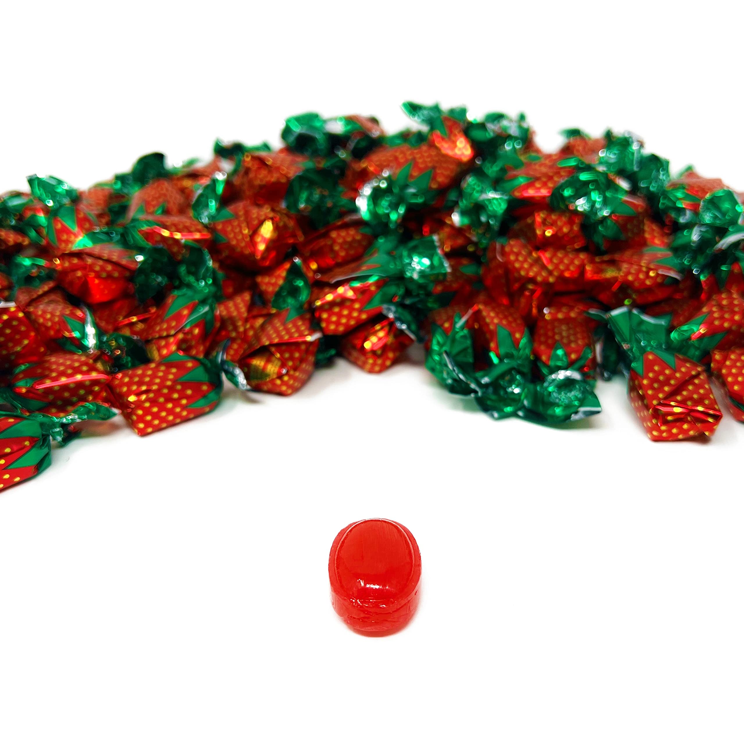 Pile of individually wrapped Assortit strawberry bon bons ready for handing out