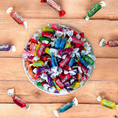 Assortit Tootsie Frooties individual wrappers displayed for easy sharing and hygienic portioning