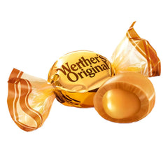 Assortit Werther's Original close-up of candy texture highlighting buttery caramel promise