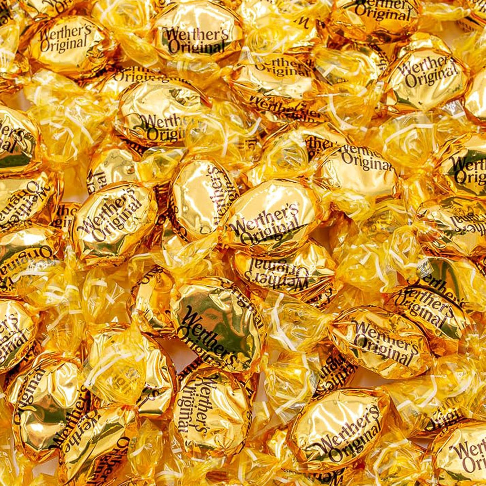 Assortit Werther's Original front packaging showing bag and branding with shelf-ready benefit