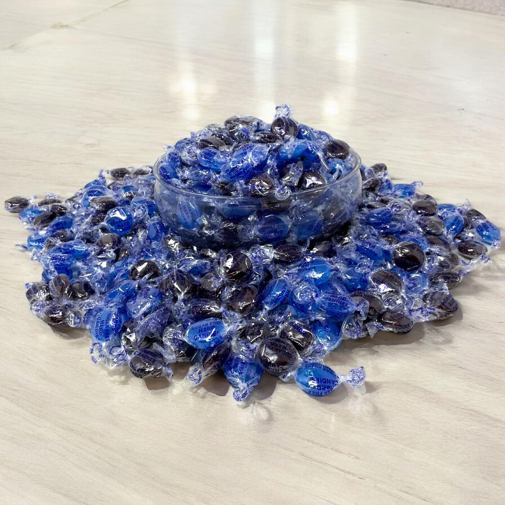 Assortit candies in a decorative bowl for parties offering sugar-free treat option