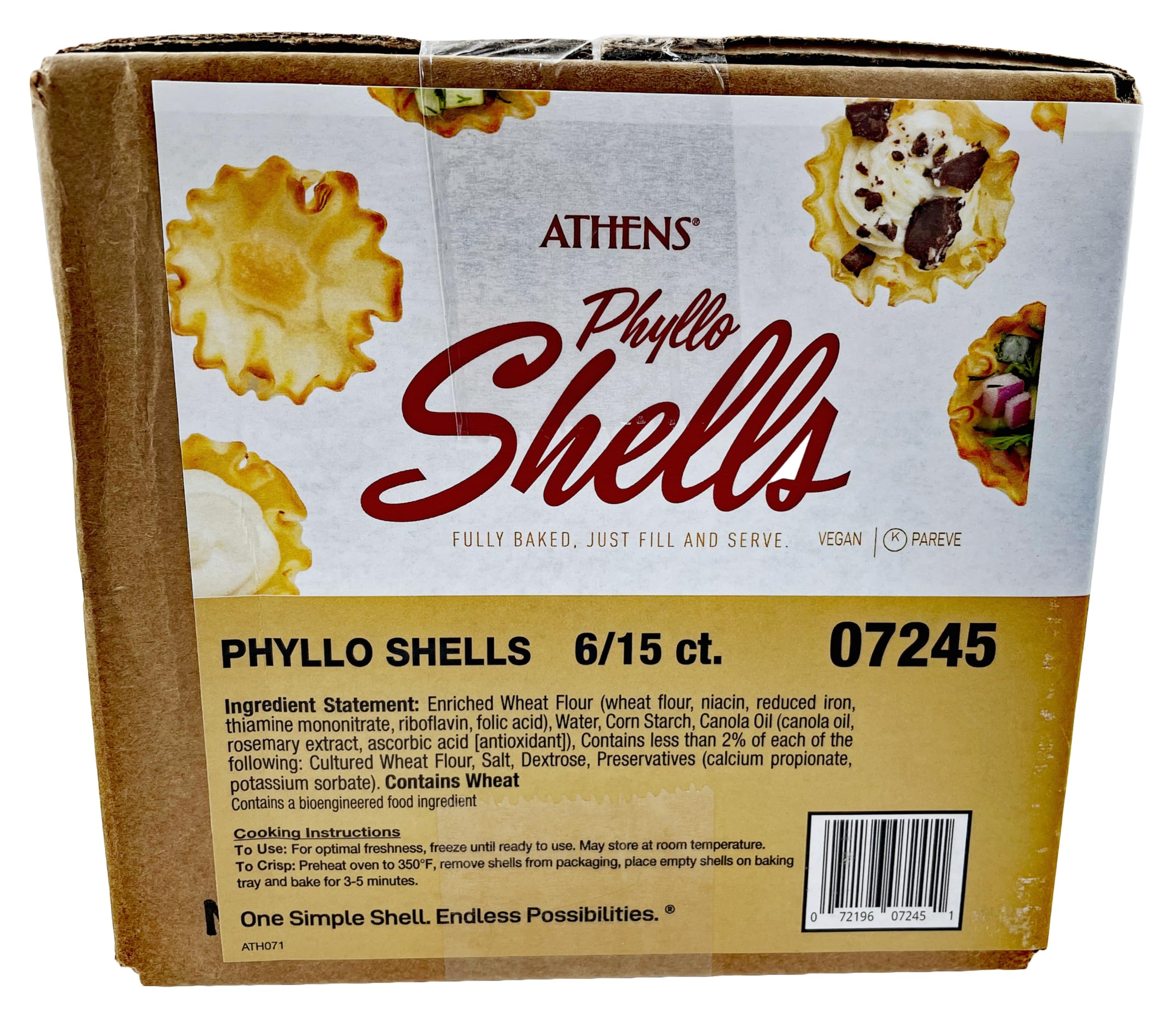 Athens Foods mini shell filled with custard and fruit for dessert