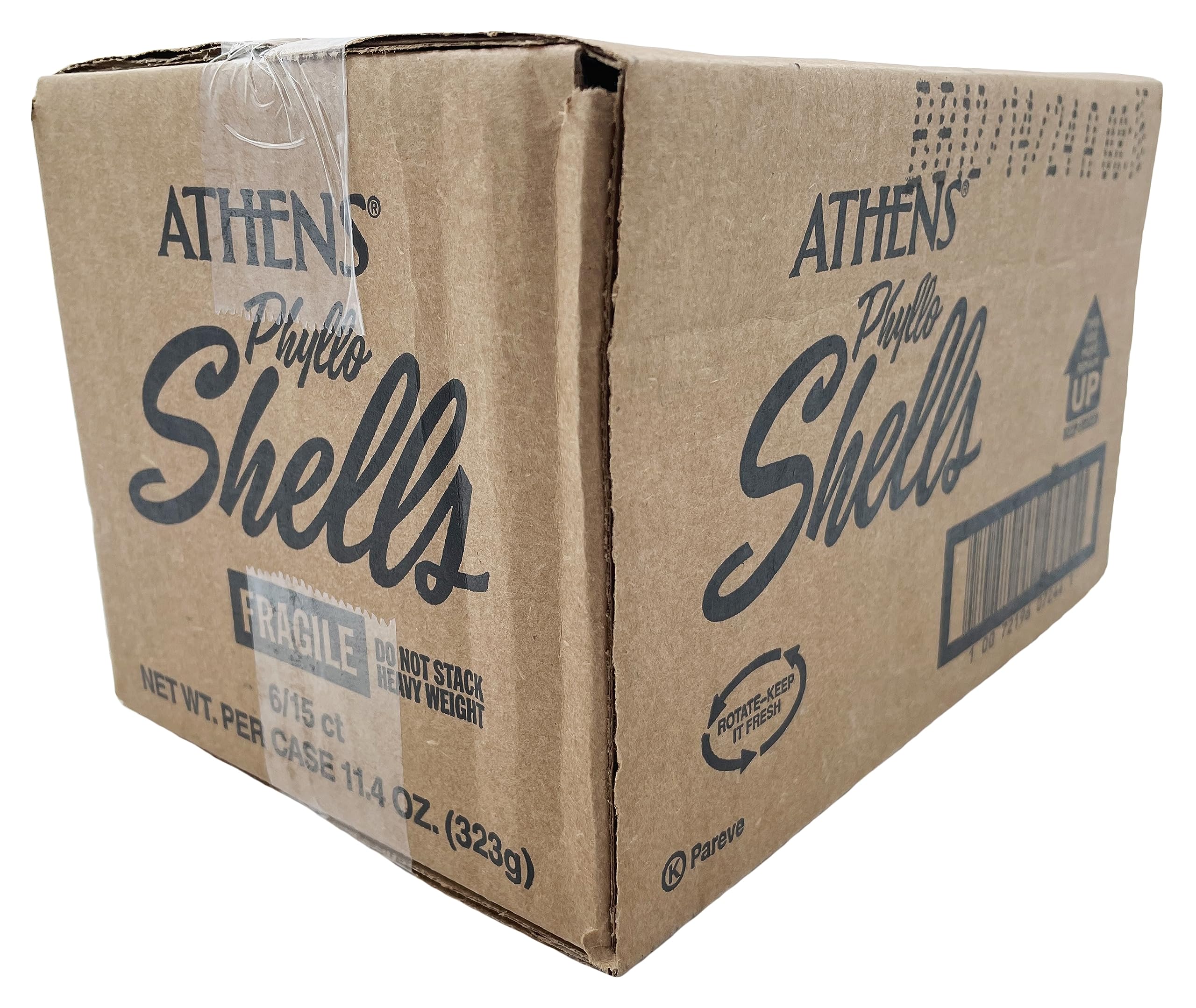 Athens Foods shell next to a coin showing compact single-bite size